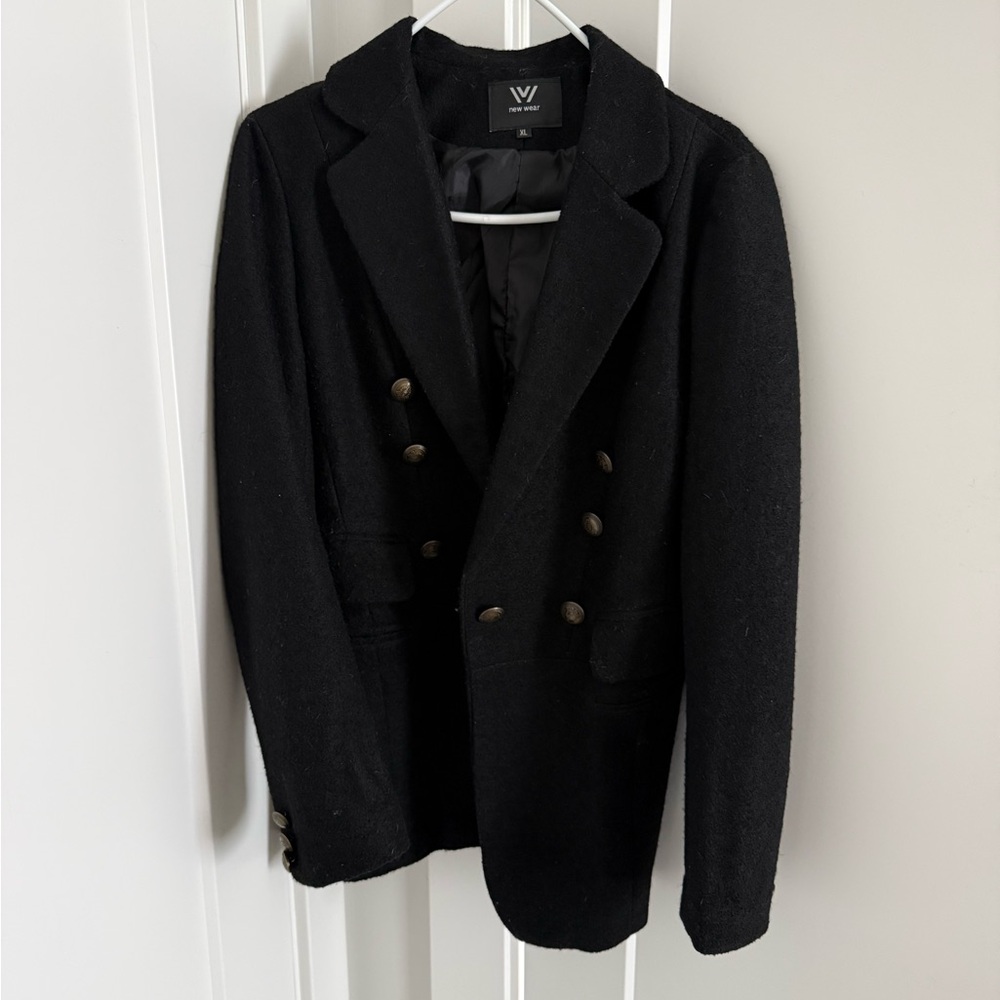 Black Double-Breasted wool blazer